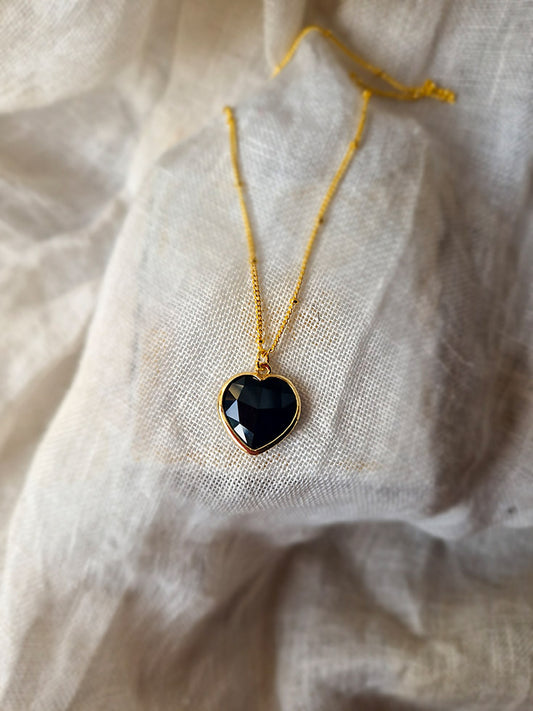 Gemstone Black Garnet Celestial Heart of Power Necklace
