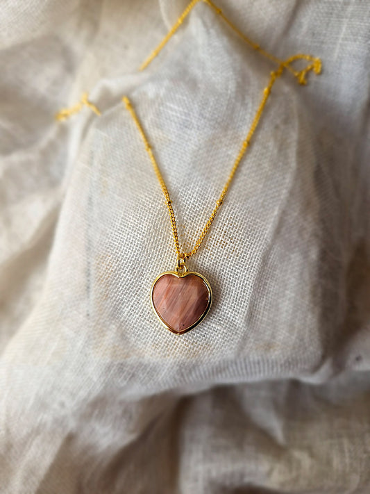 Gemstone Agate Celestial Heart of Earthbound Love Necklace