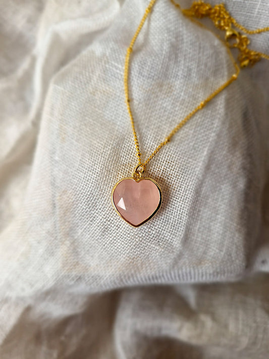 Gemstone Rose Quartz Celestial Heart of Higher Love Necklace