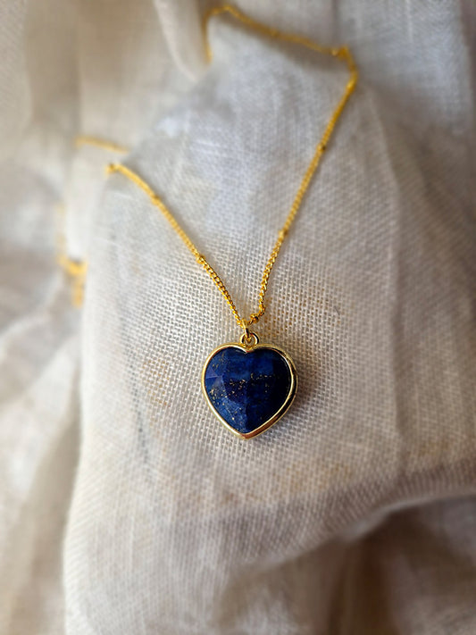 Gemstone Lapiz Lazuli Celestial Heart Intuitive Messenger Necklack